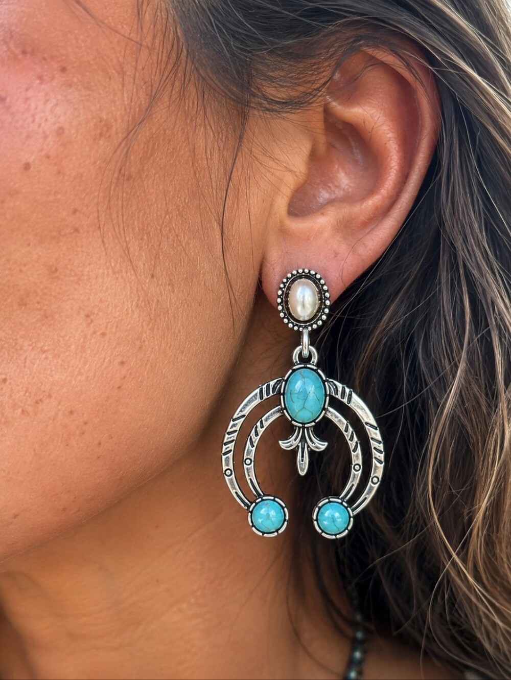 BOSTON PROPER WESTERN TURQUOISE EARRINGS